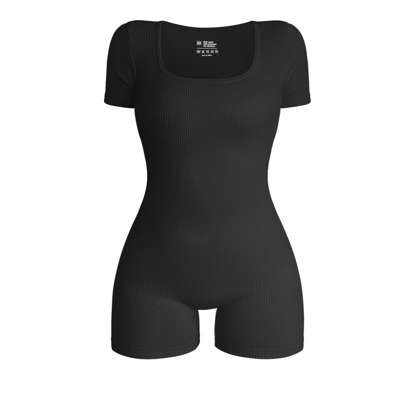 Kombinezon żebrowany z kwadratowym dekoltem