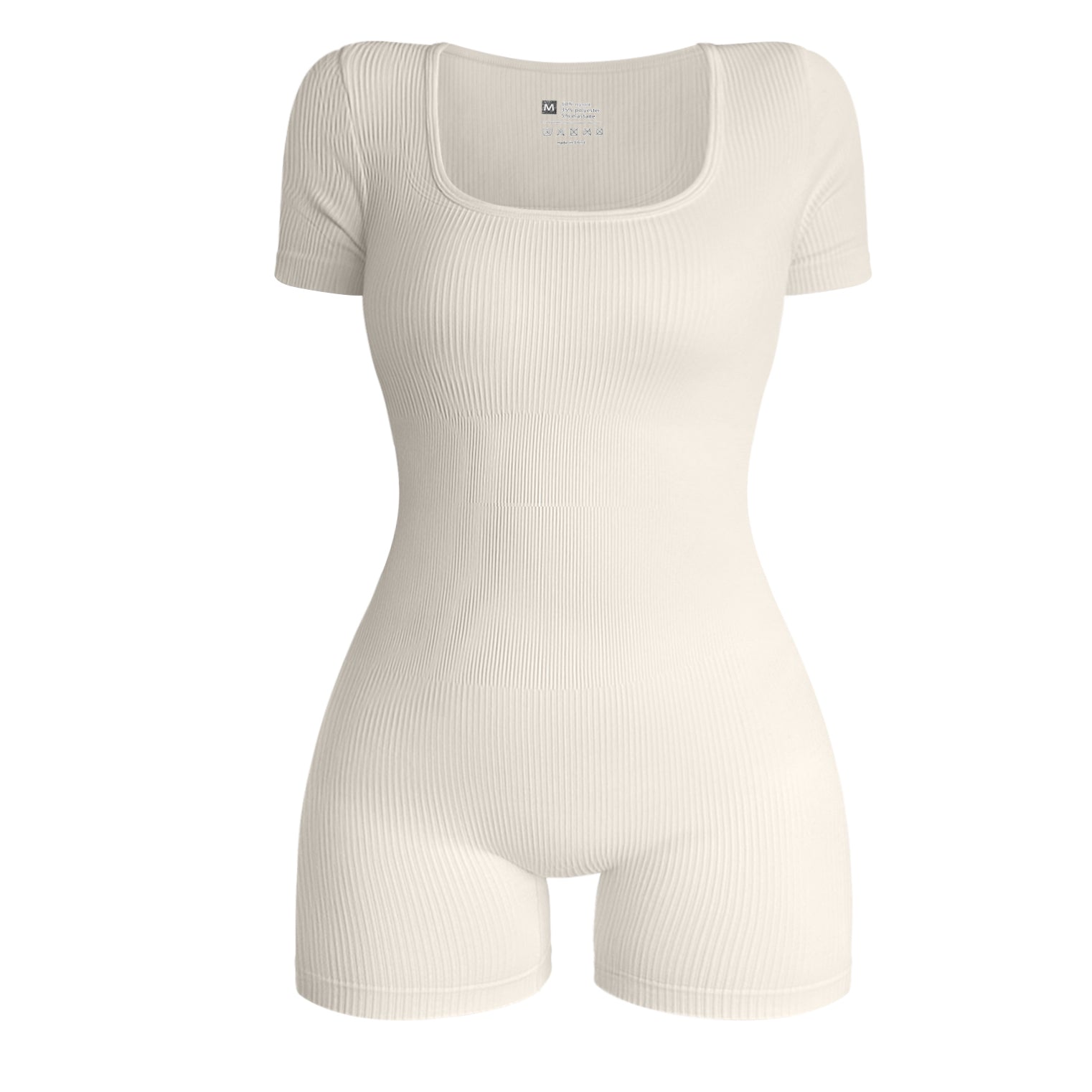 Kombinezon żebrowany z kwadratowym dekoltem