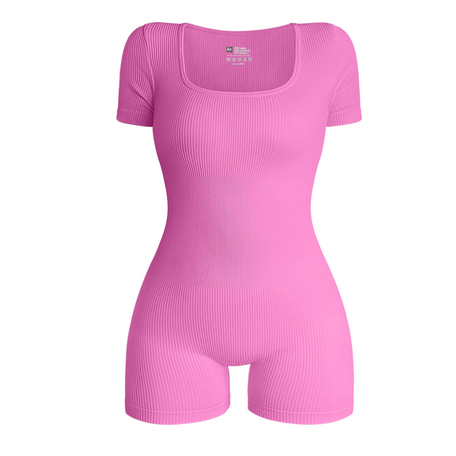 Kombinezon żebrowany z kwadratowym dekoltem