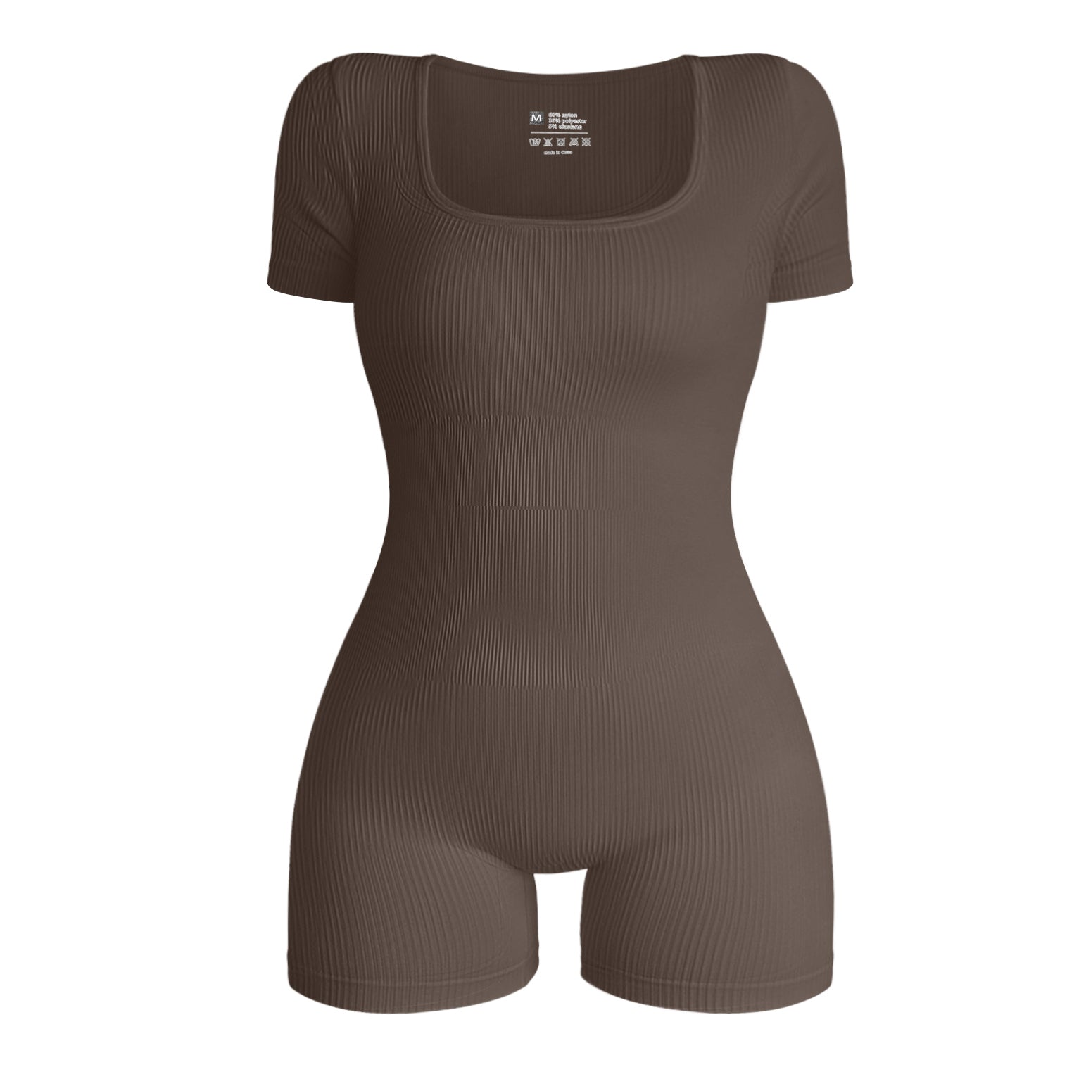 Kombinezon żebrowany z kwadratowym dekoltem