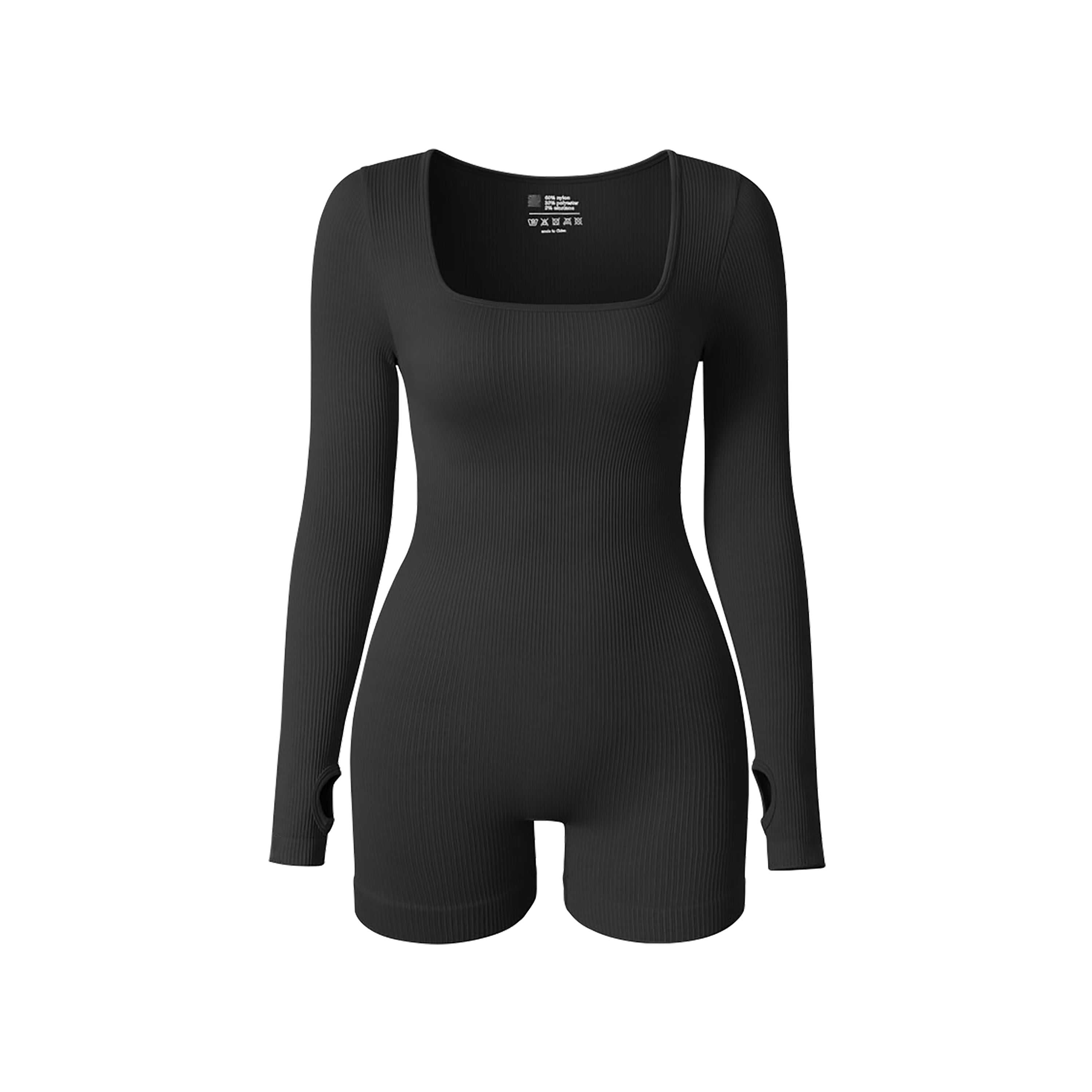 Kombinezon żebrowany z kwadratowym dekoltem