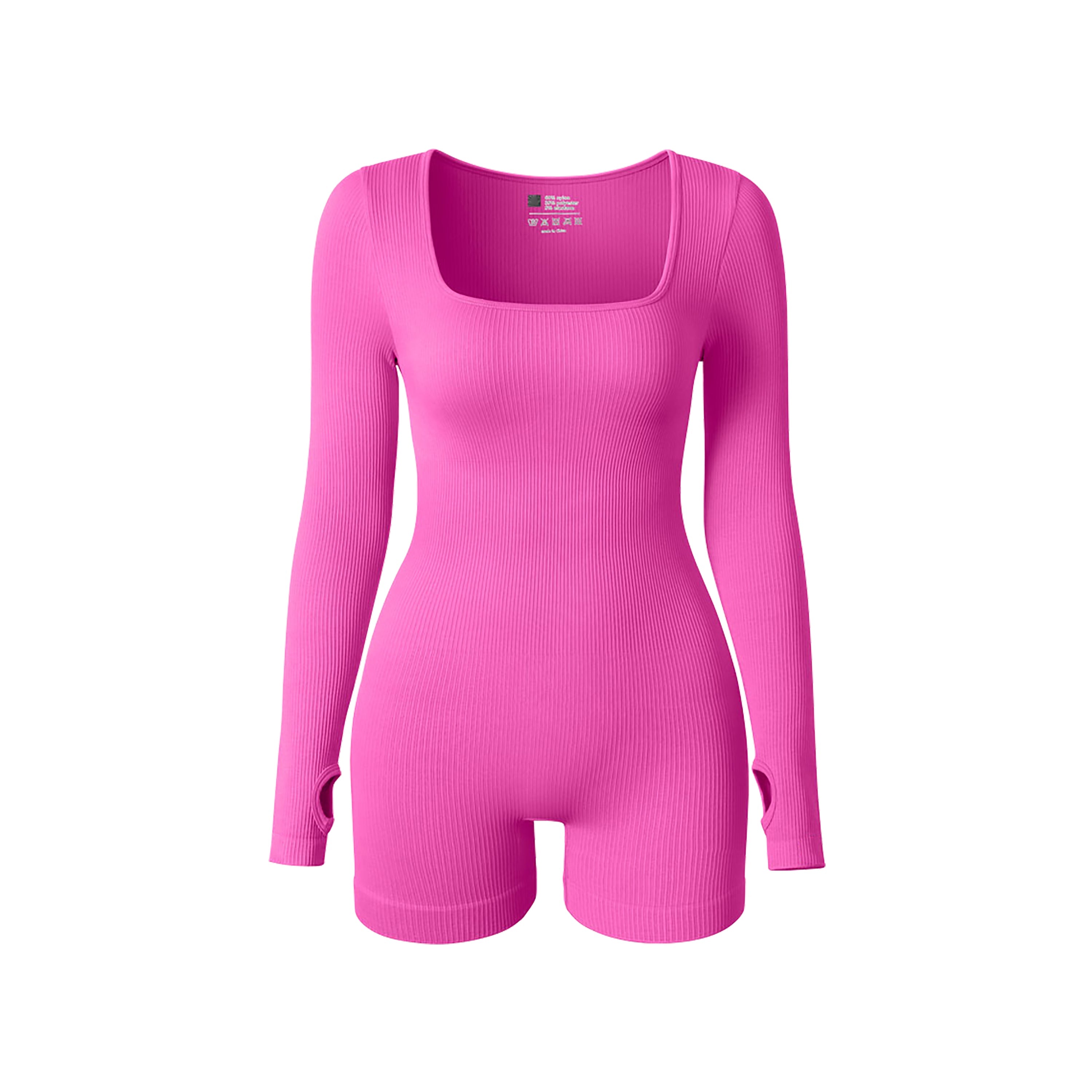 Kombinezon żebrowany z kwadratowym dekoltem