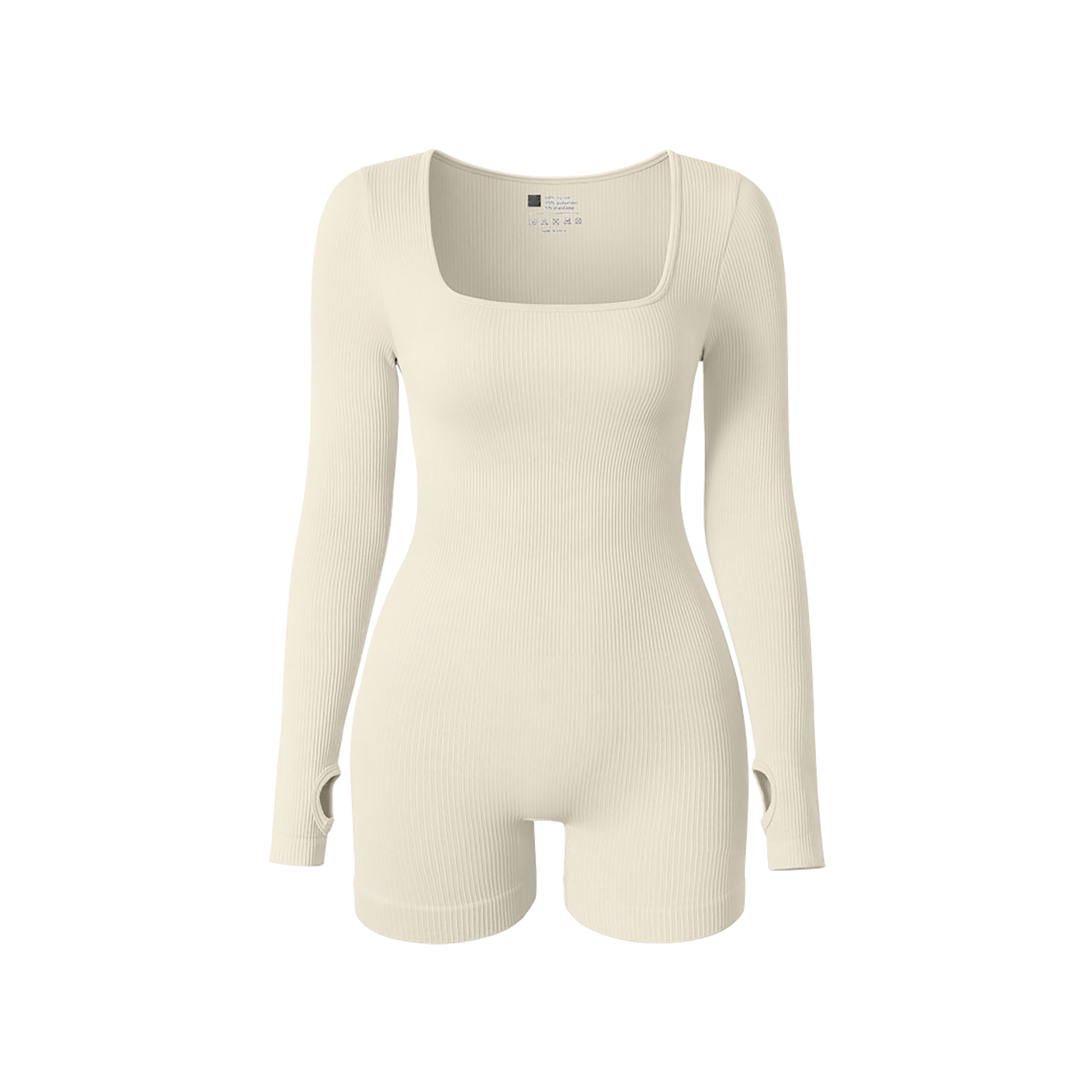 Kombinezon żebrowany z kwadratowym dekoltem